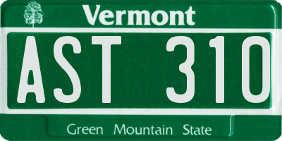 VT license plate AST310