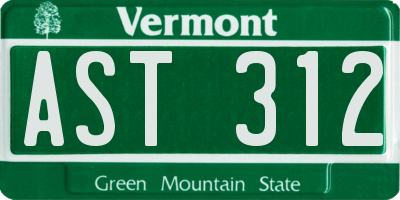 VT license plate AST312