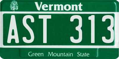 VT license plate AST313