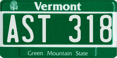 VT license plate AST318