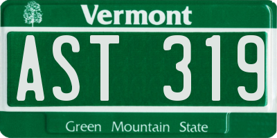 VT license plate AST319