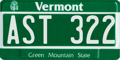 VT license plate AST322