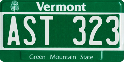 VT license plate AST323
