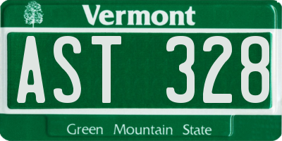 VT license plate AST328