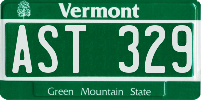 VT license plate AST329