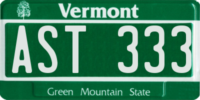 VT license plate AST333