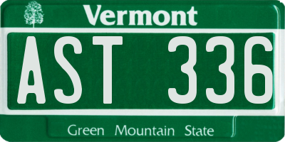 VT license plate AST336