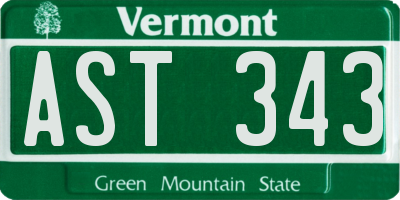 VT license plate AST343