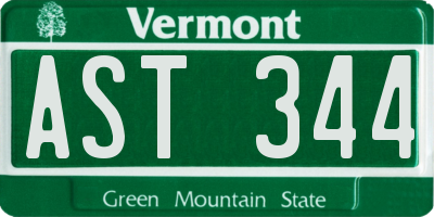 VT license plate AST344