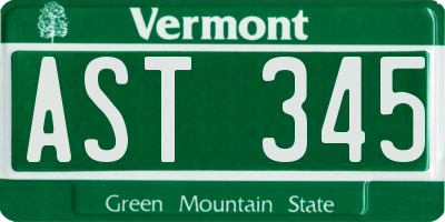 VT license plate AST345