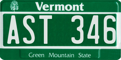 VT license plate AST346