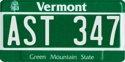 VT license plate AST347