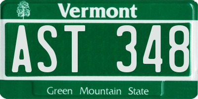 VT license plate AST348