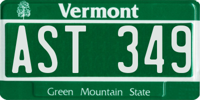 VT license plate AST349