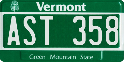 VT license plate AST358