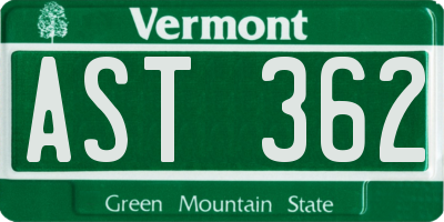 VT license plate AST362