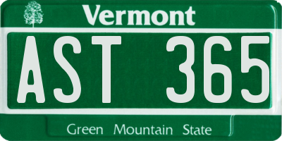 VT license plate AST365