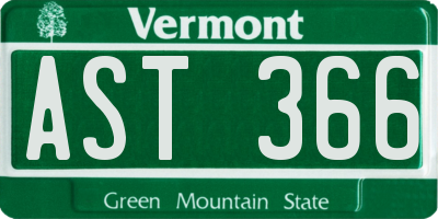 VT license plate AST366
