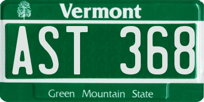 VT license plate AST368