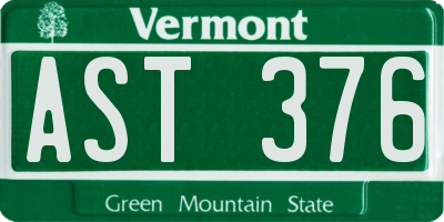 VT license plate AST376
