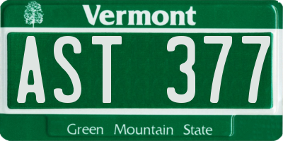 VT license plate AST377