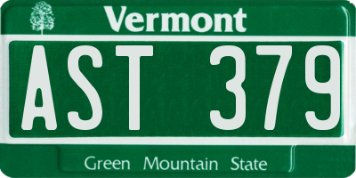 VT license plate AST379