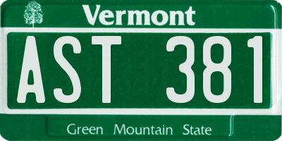 VT license plate AST381