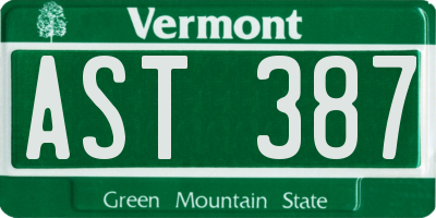 VT license plate AST387