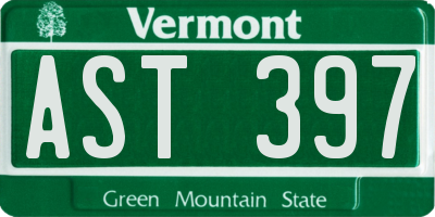 VT license plate AST397