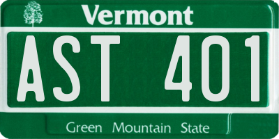 VT license plate AST401