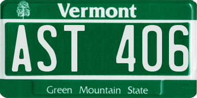 VT license plate AST406