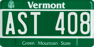 VT license plate AST408
