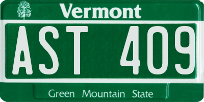 VT license plate AST409