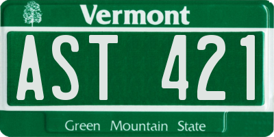 VT license plate AST421