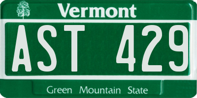 VT license plate AST429