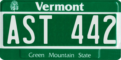 VT license plate AST442