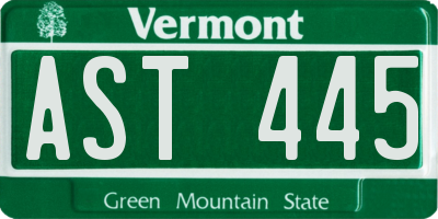 VT license plate AST445