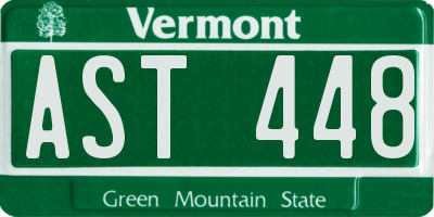 VT license plate AST448