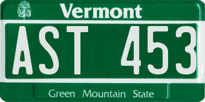 VT license plate AST453