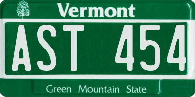 VT license plate AST454
