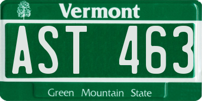 VT license plate AST463
