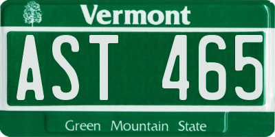 VT license plate AST465
