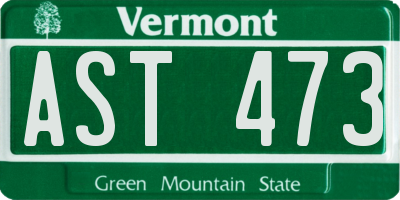 VT license plate AST473