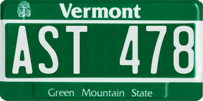 VT license plate AST478