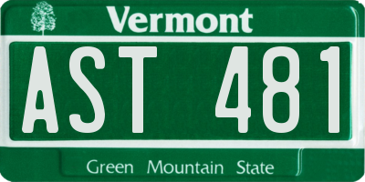 VT license plate AST481