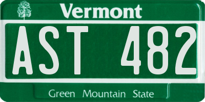 VT license plate AST482
