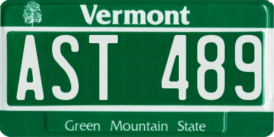 VT license plate AST489