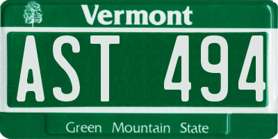 VT license plate AST494