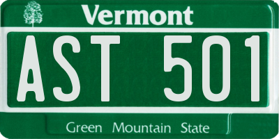 VT license plate AST501