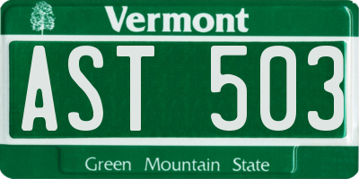 VT license plate AST503